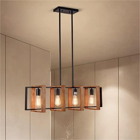 Vintage Chandelier LV560/4BK, 4XE27, Rustic Barn, Wood and Metal, 85cm, Black Vintage Chandeliers Προεπιλεγμένος τίτλος Alessandro Design