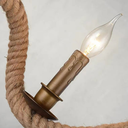 Rope Chandelier, 3xE27, Brown, Metal and String LV572/3BK Vintage Chandeliers Προεπιλεγμένος τίτλος Alessandro Design