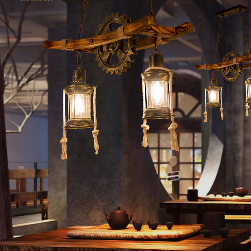 Vintage πολυέλαιος με σχοινί LV590/2BK, 2xE27 Dark Wood Vintage Chandeliers Προεπιλεγμένος τίτλος Alessandro Design