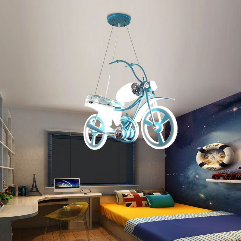 Πολυέλαιος LED για παιδιά MOTO, Τύπος μοτοσικλέτας, 40W, Κρύο/Ζεστό/Ουδέτερο φως, Blue White Παιδικοί πολυέλαιοι Προεπιλεγμένος τίτλος Alessandro Design