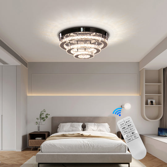 Crystal LED Chandelier with Remote Control LLC151/500CH, 64W, 3 Elements, Cold/Werm/Neutral light, Dimmable, Glossy Chrome LED Chandeliers with Remote Control Προεπιλεγμένος τίτλος Alessandro Design