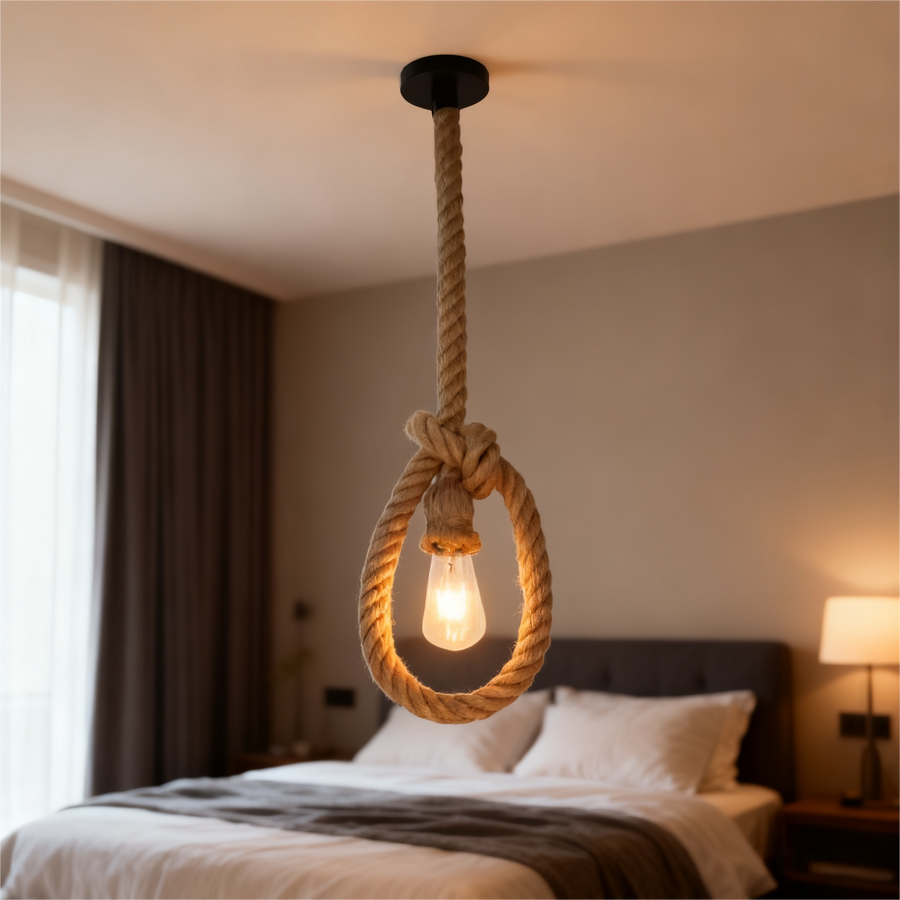 Vintage Chandelier LV103/130, 1xE27, Rustic, String and Metal, 130cm, Black Support Vintage Chandeliers Προεπιλεγμένος τίτλος Alessandro Design