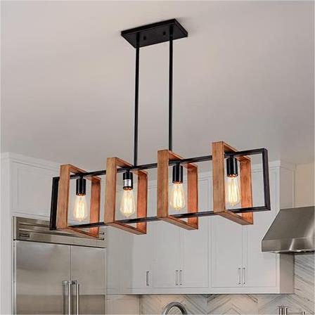Vintage Chandelier LV560/4BK, 4XE27, Rustic Barn, Wood and Metal, 85cm, Black Vintage Chandeliers Προεπιλεγμένος τίτλος Alessandro Design