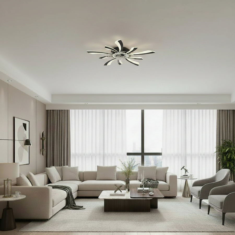 Πολυέλαιος VIRTULA Fan LED με Τηλεχειριστήριο, 29W, D77cm, Κρύο/Ουδέτερο/Ζεστό φως, Μαύρο