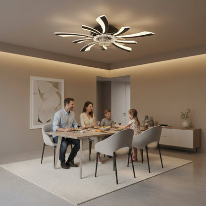 Πολυέλαιος VIRTULA Fan LED με Τηλεχειριστήριο, 29W, D77cm, Κρύο/Ουδέτερο/Ζεστό φως, Μαύρο