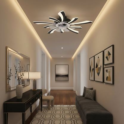 Πολυέλαιος VIRTULA Fan LED με Τηλεχειριστήριο, 29W, D77cm, Κρύο/Ουδέτερο/Ζεστό φως, Μαύρο