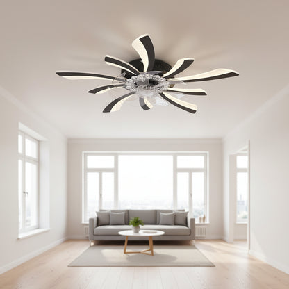 Πολυέλαιος VIRTULA Fan LED με Τηλεχειριστήριο, 29W, D77cm, Κρύο/Ουδέτερο/Ζεστό φως, Μαύρο