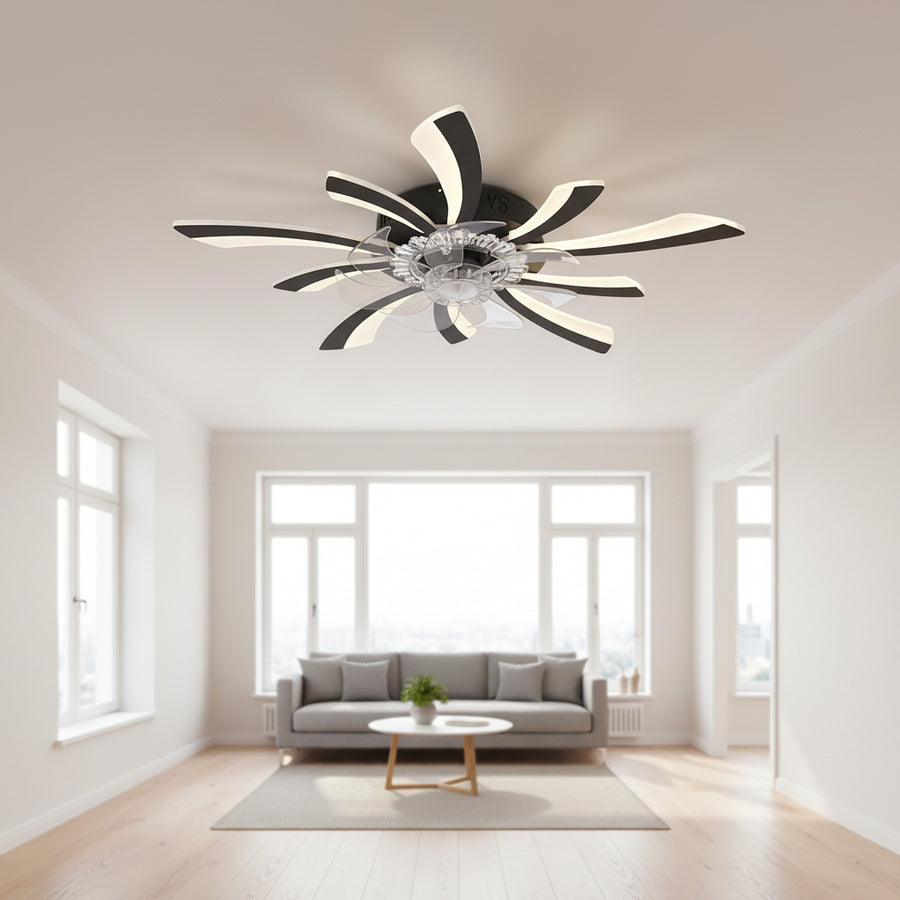 Πολυέλαιος VIRTULA Fan LED με Τηλεχειριστήριο, 29W, D77cm, Κρύο/Ουδέτερο/Ζεστό φως, Μαύρο
