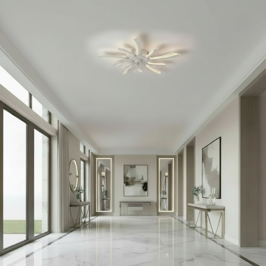 Πολυέλαιος VIRTULA Fan LED με Τηλεχειριστήριο, 29W, D77cm, Κρύο/Ουδέτερο/Ζεστό φως, Λευκό