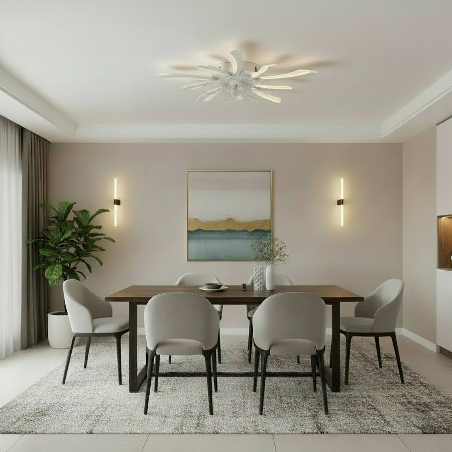 Πολυέλαιος VIRTULA Fan LED με Τηλεχειριστήριο, 29W, D77cm, Κρύο/Ουδέτερο/Ζεστό φως, Λευκό
