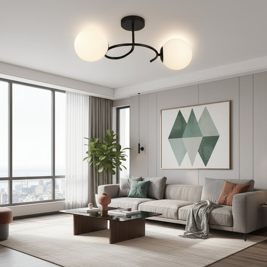 LED και κρυστάλλινος πολυέλαιος ORBIT, 55cm, 2xE27, Σφαίρες, Μαύρο