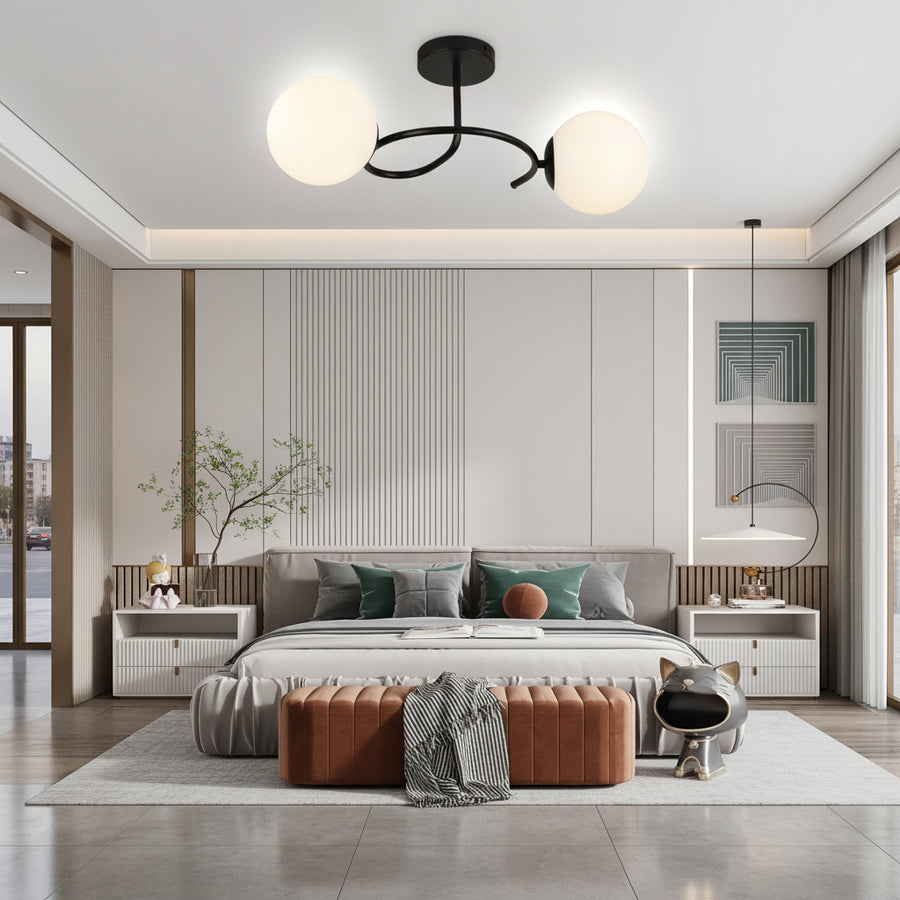 LED και κρυστάλλινος πολυέλαιος ORBIT, 55cm, 2xE27, Σφαίρες, Μαύρο