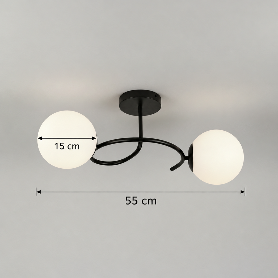 LED και κρυστάλλινος πολυέλαιος ORBIT, 55cm, 2xE27, Σφαίρες, Μαύρο