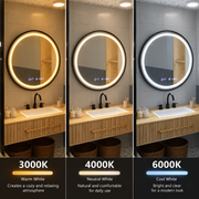 LED Στρογγυλός καθρέφτης, 100cm, Celeste Majesté Noir MotionGlow Marcello, Σύστημα Demister, Ρολόι & Θερμόμετρο, Ρυθμιζόμενο