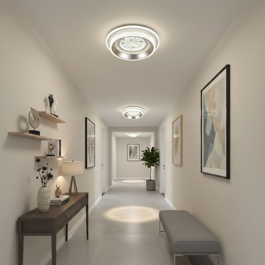 Πολυέλαιος KALESO Petito LED, 37W, Διάμετρος 24,5cm, Ζεστό/Ουδέτερο/Ψυχρό φως, Λευκό, Μεταλλικό και Κρύσταλλο
