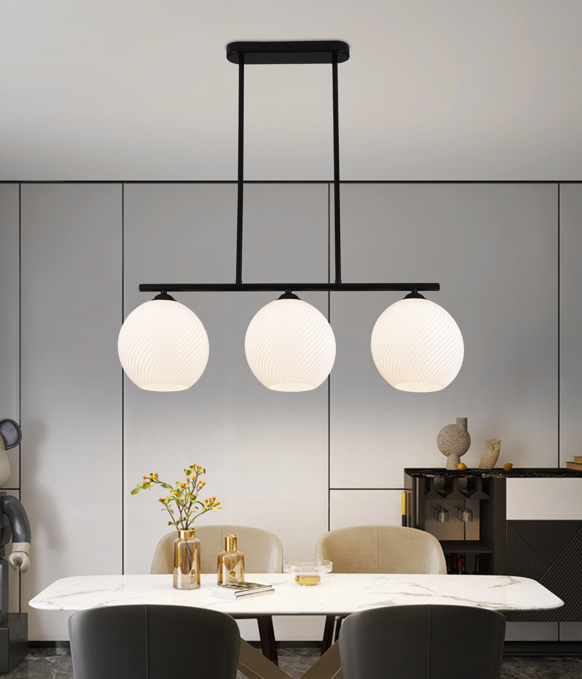 Κρεμαστός πολυέλαιος LM520/3BK, 3XE27, 59x20x25, Μαύρο, Λευκό, Σιδερένιο, Plexiglas Modern Chandeliers Προεπιλεγμένος τίτλος Alessandro Design