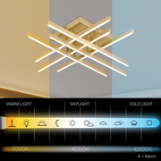 Πολυέλαιος LED με Τηλεχειριστήριο LINEX, 108W, Light 3000K/4000K/6000K, Dimmable, Gold πολυέλαιοι LED με τηλεχειριστήριο Προεπιλεγμένος τίτλος Alessandro Design