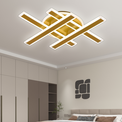 Πολυέλαιος LED με Τηλεχειριστήριο ZYRON Magno, 79W, 46x5.5x7.5, IP20, Κρύο/Θερμό/Ουδέτερο φως, Ρυθμιζόμενο, Χρυσό, Μέταλλο, Πολυέλαιοι LED από πλεξιγκλάς με τηλεχειριστήριο Προεπιλεγμένος τίτλος Alessandro Design
