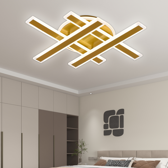 Πολυέλαιος LED με Τηλεχειριστήριο ZYRON Magno, 79W, 46x5.5x7.5, IP20, Κρύο/Θερμό/Ουδέτερο φως, Ρυθμιζόμενο, Χρυσό, Μέταλλο, Πολυέλαιοι LED από πλεξιγκλάς με τηλεχειριστήριο Προεπιλεγμένος τίτλος Alessandro Design