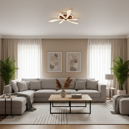 Πολυέλαιος LED CHARM Elegance με τηλεχειριστήριο και κρύσταλλο, 44W, Ø50cm, 3 πηγές, Κρύο/Ζεστό/Ουδέτερο φως, Ρυθμιζόμενο, Χρυσό