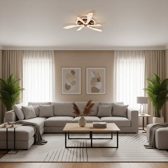 Πολυέλαιος LED CHARM Elegance με τηλεχειριστήριο και κρύσταλλο, 44W, Ø50cm, 3 πηγές, Κρύο/Ζεστό/Ουδέτερο φως, Ρυθμιζόμενο, Χρυσό