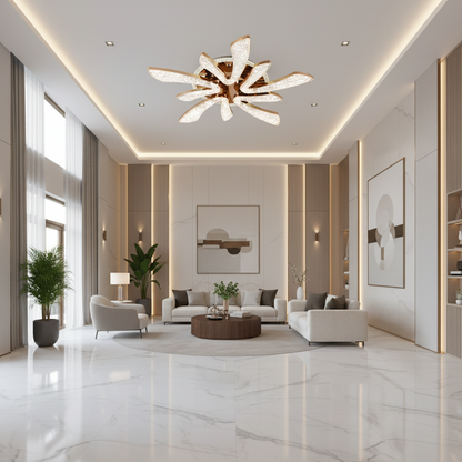 Πολυέλαιος CHARM Magno LED με τηλεχειριστήριο και κρύσταλλο, 68W, Ø59cm, 5 Πηγές, Κρύο/Ζεστό/Ουδέτερο φως, Ρυθμιζόμενο, Χρυσό