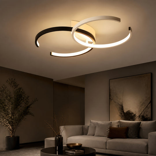 Πολυέλαιος LED με τηλεχειριστήριο VECTOR SEMIARC 40W, 2 Στοιχεία, Κρύο/Ζεστό/Ουδέτερο φως, Ρυθμιζόμενο, Μαύρο Λευκό