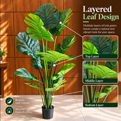 Τεχνητό φυτό Τύπος Monstera Deliciosa, Με Πλούσια Φύλλα, 180 cm, Πράσινο