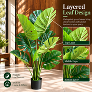 Τεχνητό φυτό Τύπος Monstera Deliciosa, Με Πλούσια Φύλλα, 120 cm, Πράσινο