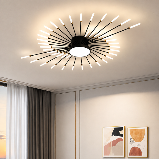 DASHOGUZ LED Πολυέλαιος, Ø105cm, 8W, 28 Arms, Neutral Light, Metal and Acrylic, Black and Gold