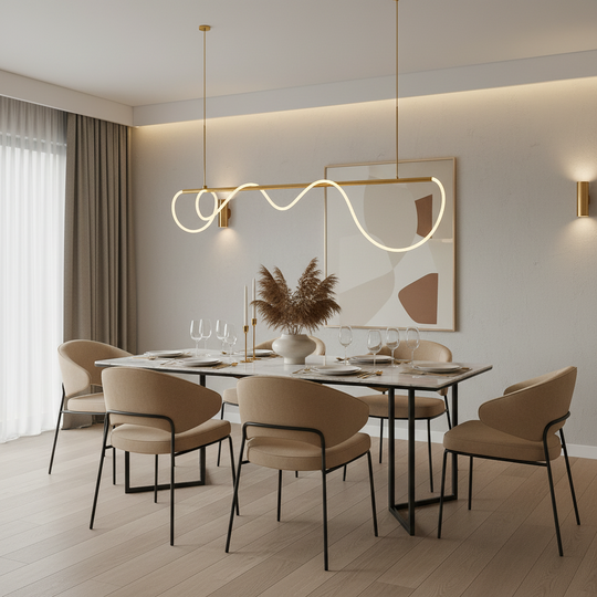 Πολυέλαιος DIVINO LED με εύκαμπτο σωλήνα σιλικόνης - 62W, ρυθμιζόμενο φως, χρυσοί σύγχρονοι πολυέλαιοι Προεπιλεγμένος τίτλος Alessandro Design
