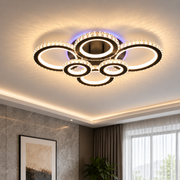 Πολυέλαιος LED με τηλεχειριστήριο και κρύσταλλο NOVA ROTONDA RGB 145W, 6 Κύκλοι, Κρύο/Ζεστό/Ουδέτερο φως, Ρυθμιζόμενο, Μαύρο