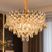 Crystal Chandelier MONARCH Magno 12xE14, Διάμετρος 60cm, Ύψος 40cm, Γυαλιστερό Χρυσό, Ρυθμιζόμενο Ύψος, Κομψή σχεδίαση