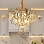 Crystal Chandelier VETRA Nobile 6xE14, D40 cm, Χρυσό, Ρυθμιζόμενο Ύψος, Μέταλλο και Κρύσταλλο