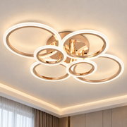 Πολυέλαιος LED με τηλεχειριστήριο BETTY 81W, 6 κύκλοι, κρύο/ζεστό/ουδέτερο φως, ρυθμιζόμενο, γυαλιστερό χρυσό