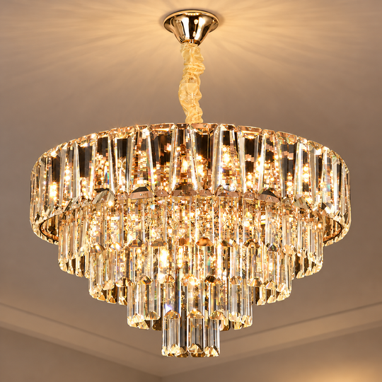 Πολυέλαιος Crystal VALMONT Eleganza 8xE14, D50 cm, Χρυσός, Ρυθμιζόμενο Ύψος, Μέταλλο και Κρύσταλλο