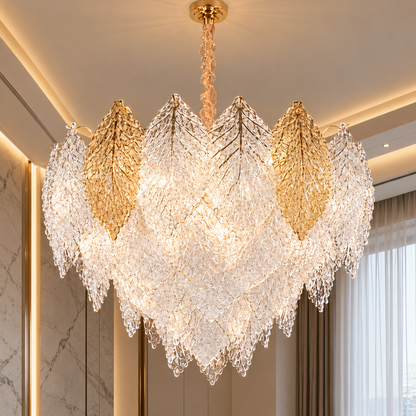 Crystal Chandelier LACE Magno 11xE14, Διάμετρος 60cm, Ύψος 42cm, Γυαλιστερό Χρυσό, Ρυθμιζόμενο Ύψος, Κομψή σχεδίαση