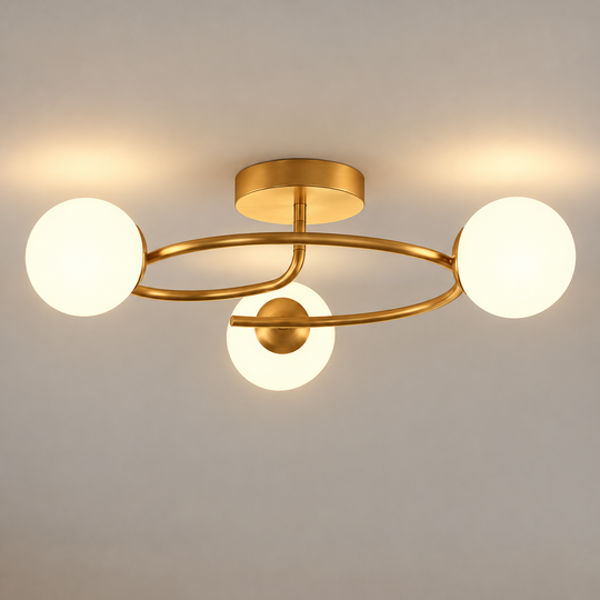 LED και κρυστάλλινος πολυέλαιος ORBIT, 66cm, 3xE27, Σφαίρες, Χρυσός
