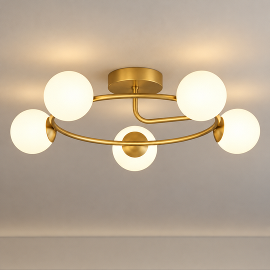 LED και κρυστάλλινος πολυέλαιος ORBIT, 72cm, 5xE27, Σφαίρες, Χρυσός