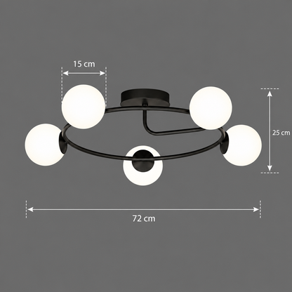 LED και κρυστάλλινος πολυέλαιος ORBIT, 72cm, 5xE27, Σφαίρες, Μαύρο