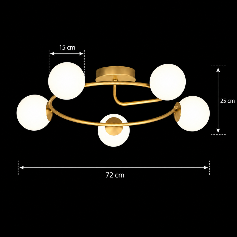 LED και κρυστάλλινος πολυέλαιος ORBIT, 72cm, 5xE27, Σφαίρες, Χρυσός
