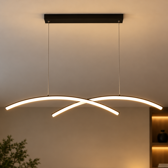 Πολυέλαιος LED με τηλεχειριστήριο FLUIRA, 52W, Κρύο/Ζεστό/Ουδέτερο φως, Ρυθμιζόμενο, Μαύρο