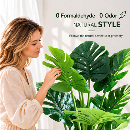 Τεχνητό φυτό Τύπος Monstera Deliciosa, Με Πλούσια Φύλλα, 120 cm, Πράσινο