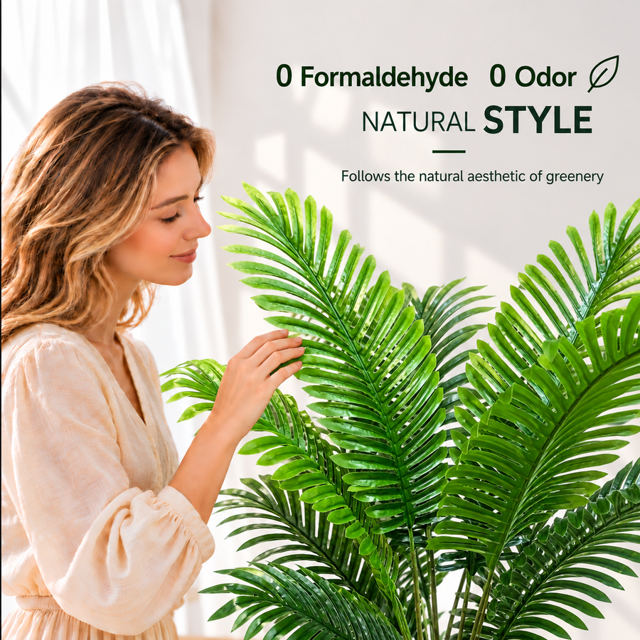 Τεχνητή Areca Φυτό Τύπου Φοίνικα, 12 φύλλα, 120 cm, Πράσινο
