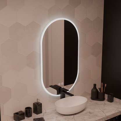 Οβάλ καθρέφτης LED 60x80cm Llexort, Touch, Demist System, Dimmable Mirrors Korman E Προεπιλεγμένος τίτλος Alessandro Design