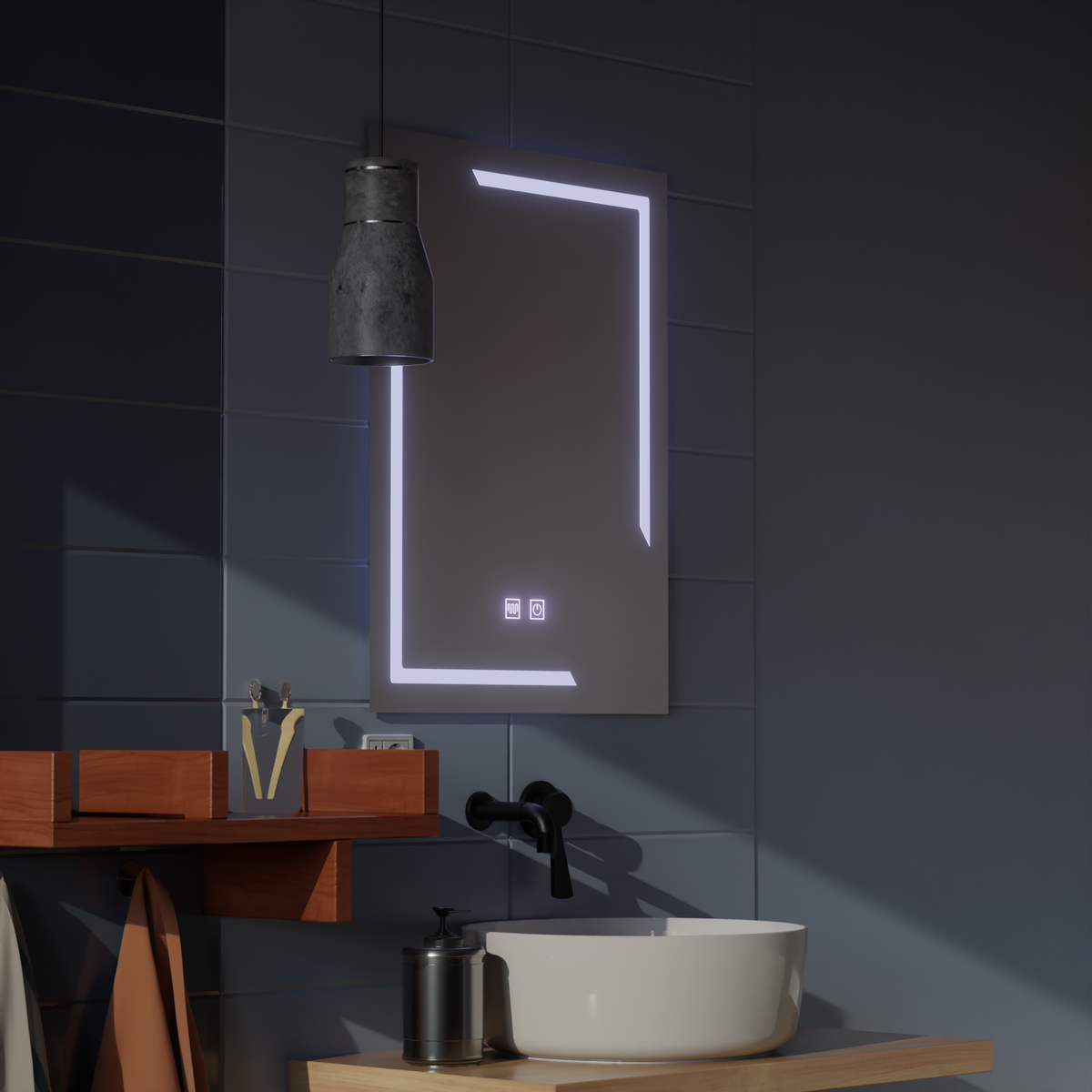 Ορθογώνιος καθρέφτης LED, 45x60cm, ECLISSA Touch, Demister System, Dimmable, Cold Light 6000K Mirrors Korman E Προεπιλεγμένος τίτλος Alessandro Design