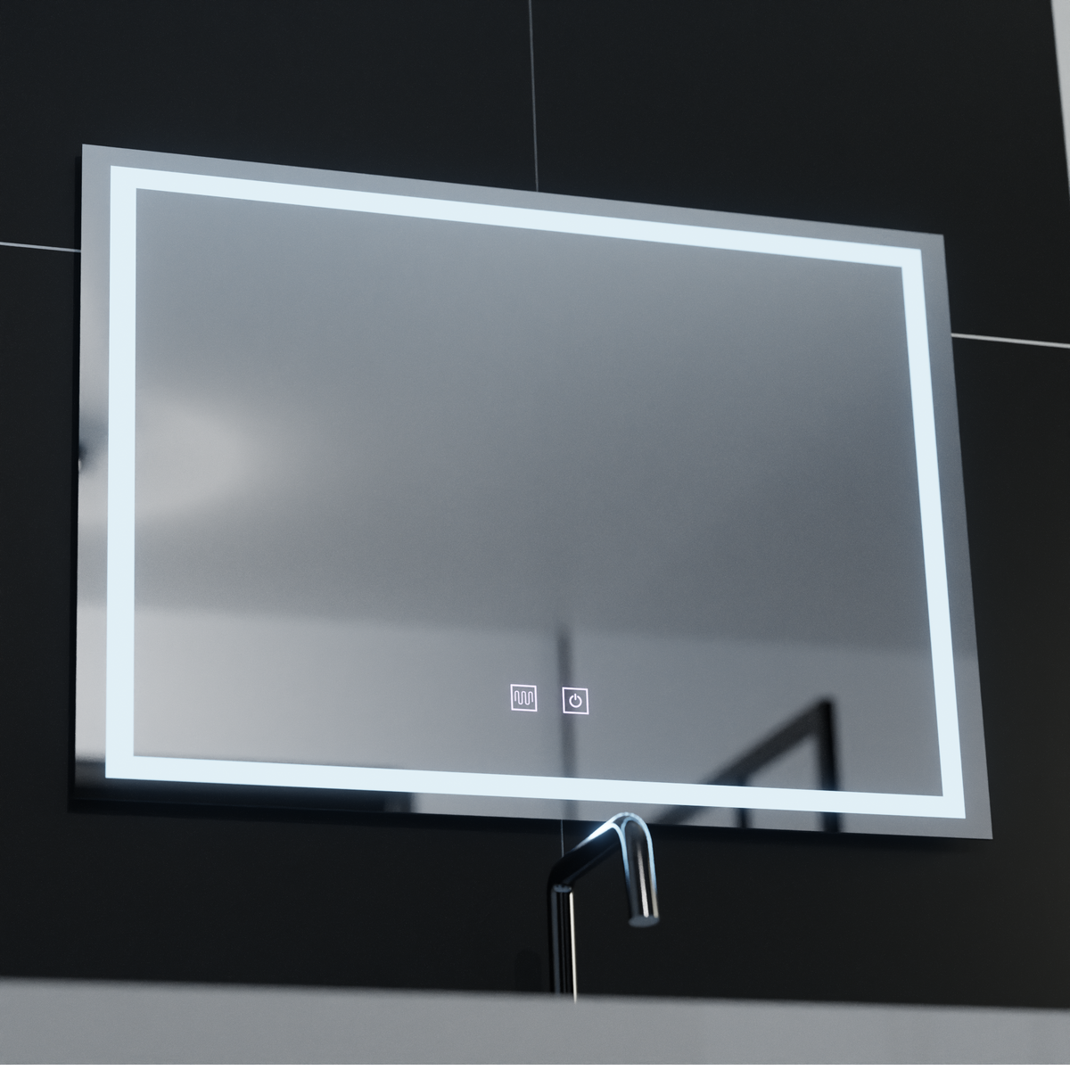 Ορθογώνιος καθρέφτης LED, 70x50cm, RADIANTE Touch, Demister System, Dimmable Καθρέφτης μπάνιου με LED και Demister Προεπιλεγμένος τίτλος Alessandro Design