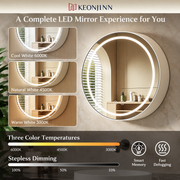 Καθρέφτης LED με Ντουλάπι, Στρογγυλός, 10W, 50x50cm, Demist, Μαύρος Σκελετός, Αποθηκευτικός Χώρος