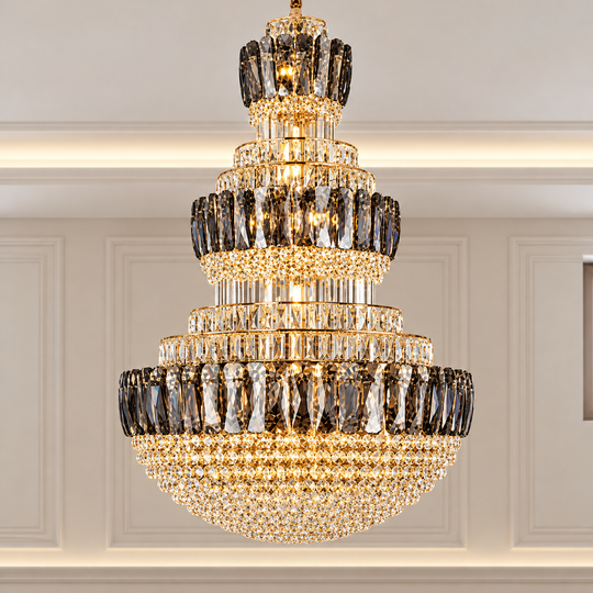 VELIOR Supremo Crystal Chandelier 40xE14, D100 cm, Χρυσό, Ρυθμιζόμενο Ύψος, Μέταλλο και Κρύσταλλο