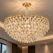 ERDENET Magno Crystal Πολυέλαιος, 12xE14, Διάμετρος 60 cm, Μέταλλο και Κρύσταλλο, Γυαλιστερό χρυσό, Ρυθμιζόμενο ύψος